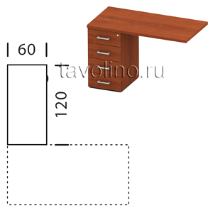 Квадро (Kvadro) КВ2-12Т | Приставная тумба для стола руководителя 120х60х75