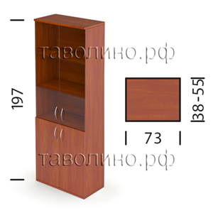 Фанта ШКС-02 | Офисный шкаф со стеклом (шкаф-витрина) 73х38х197, 73х55х197