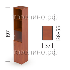 Фанта ШКС-04 | Узкий офисный шкаф со стеклом 37х38х197, 37х55х197