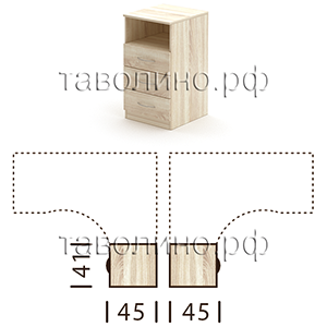 Симпл (Simple) SC-3D.1 | Тумба приставная на 3 ящика с нишей, 41х45х75 см - купить в СПб